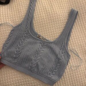 Zara Light Blue Knit Crop Top